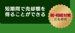 短期間で売却額を得ることができる／税・相続対策にも有効