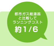 都市ガス給湯器と比較してランニングコスト約1/6
